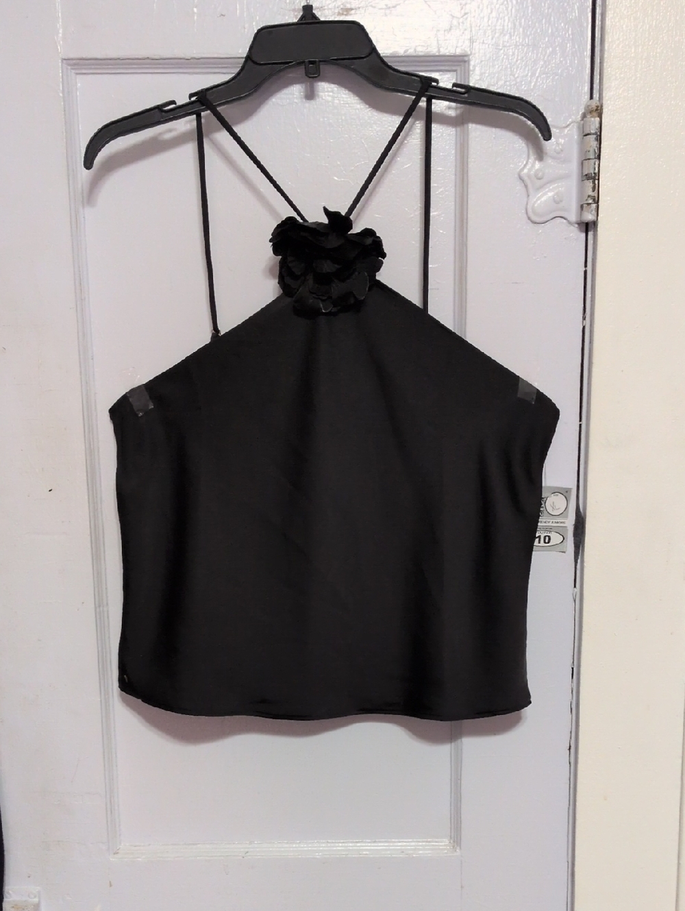 Blu Pepper Black Halter Camisole with Floral Accent